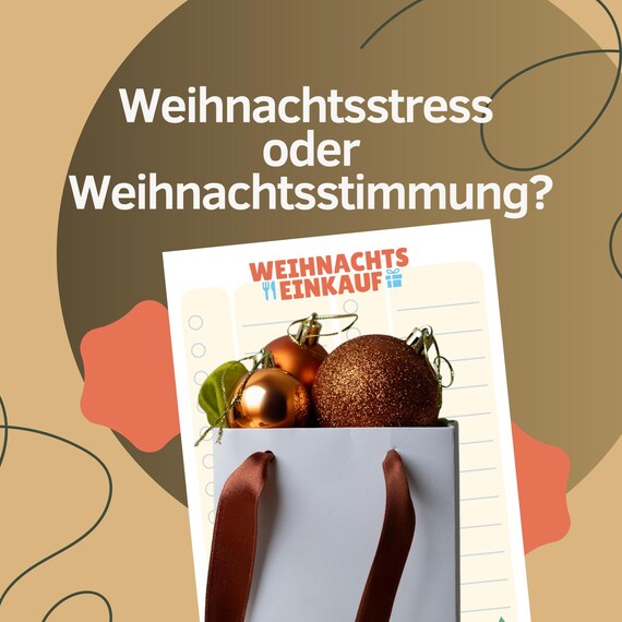 Einkaufsliste Weihnachten zum Ausdrucken PDF, Einkaufszettel A4, digitaler Download