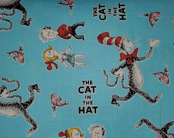 The Cat in the Hat 4 by Dr Seuss  for Robert Kaufman cat in the hat on blue background
