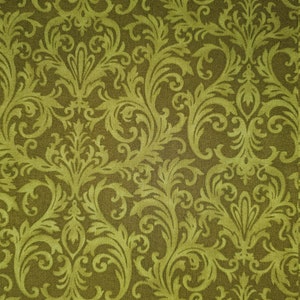 Roses on the Vines  by Marti Mitchell for Maywood studio green on green damask OOP