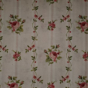 Heather von Jennifer Boswertiger für Maywood studio mit Rosen und Blumen auf weiß mit rosa Streifen OOP