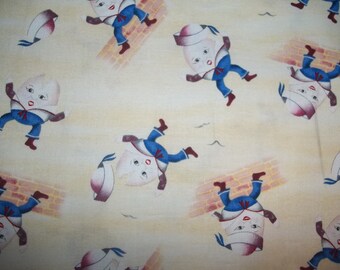 Humpty Dumpty sat on a Wall by Elizebeths Studio on yellow back ground 1/2 yard Licensed Print cotton quilt fabric