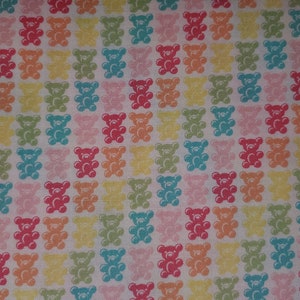 Be the rainbow bright balloon animals by Camelot Licensed Print cotton quilt fabric gummy bears,  bear balloons on white