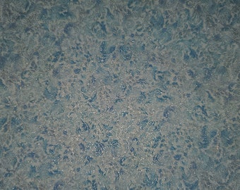 Fusions Regent  by Robert Kaufman fabrics beautiful leaves with metallic on light blue background cotton quilt fabric