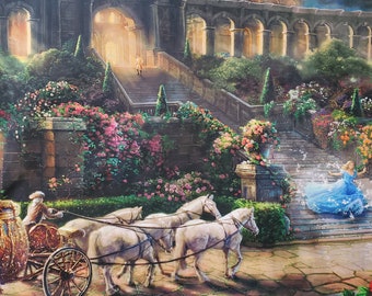 Cinderella Disney Schloss Panel von Thomas Kinkade lizenziert unter David Textiles Print Baumwoll Quilt Stoffpreis, Prinzessin, Schloss