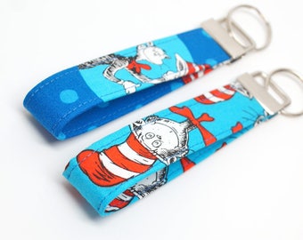 The Cat in the Hat, Dr. Seuss FOB - Key Chain / Key Fob / Wristlet - Choose Your Fabric and lenght