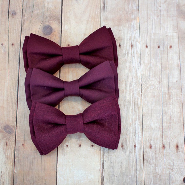 Burgundy Bow Tie for all ages -  pretied bowtie - Wedding bow tie- groom's bow tie- Groomsmen bowtie- ring bearer - summer bow tie