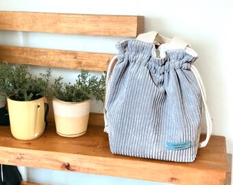 Corduroy tote bag l ECO friendly reusable Lunch Bag l fit to your favorite foood container l ProCare® food safe and certified fabric lining