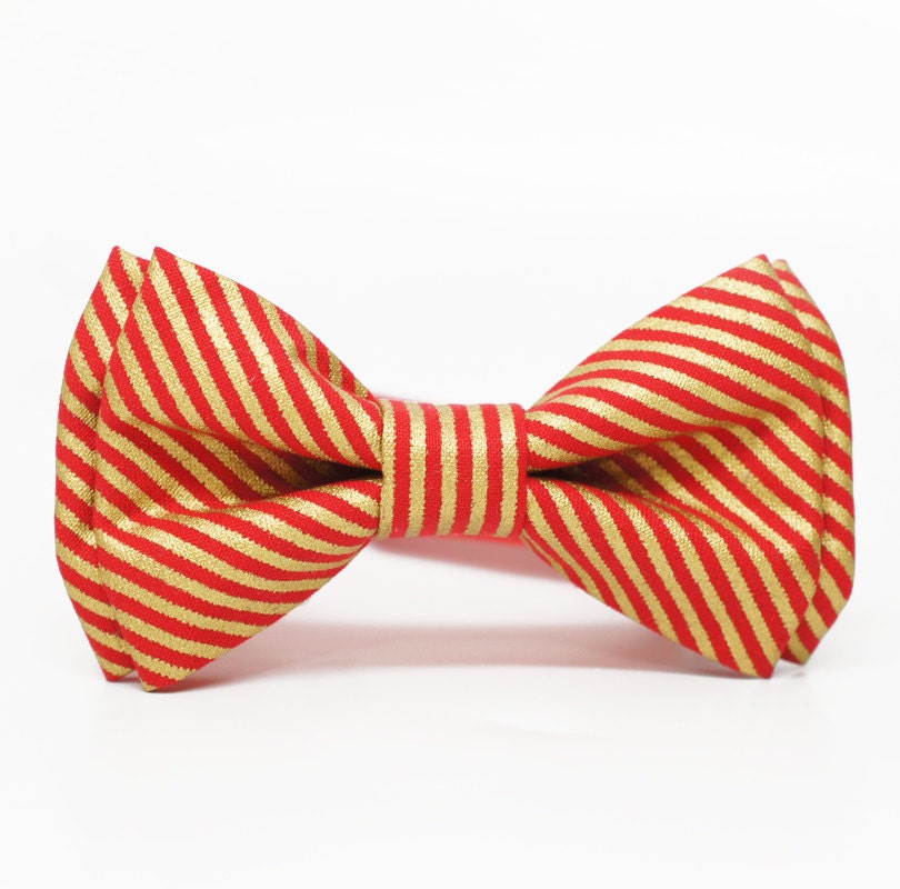 Gold and Red Stripes Bow Tie for all ages Pretied bowtie Etsy