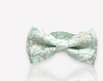 Mint and Gold, Metallic Bow Tie for all ages - Pre-tied bowtie - ring bearer, wedding day, photo prop, church, party, holiday