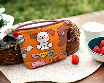 Eco Friendly Reusable Zipped Pouch l Procare 100% food safe inside l Cotton Washable Snack Bag l Eco Mini Pouch l Elsa