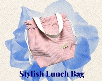 Soft pink corduroy lunch bag l mom’s choice | ECO fiendly reusable Bag l ProCare® food safe and certified fabric lining