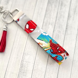 Spiderman Key Chain / Key Fob / Wristlet - Character Fob - Choose the lenght
