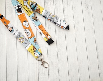 SNOOPY Fabric Lanyard: Breakaway ID Badge Holder & Key Fob
