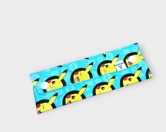 Pokémon Utensils pouch l fit to your Chopsticks, Folk, Spoon, Reusable Straws l ProCare® food safe and certified fabric lining