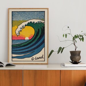 G-Land Java Indonesia Vintage Surf Wave Poster Print