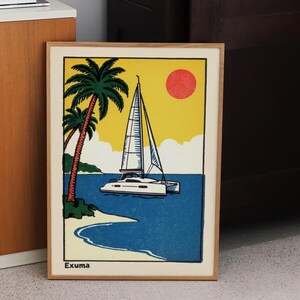Exumas Bahamas Segelkarabien Vintage Poster Print