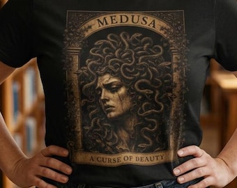 Medusa Shirt Greek Mythology Tee, Dark Academia Medusa Art, A Curse of Beauty T-Shirt, Mythological Gothic Graphic Tee, Tragic Heroine Gift
