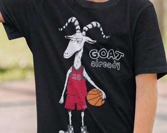 Gepersonaliseerde basketbalshirt voor kinderen, grappig T-shirt met al GOAT, sportcadeau, aangepast nummer en teamkleuren, sport-jeugd-T-shirt