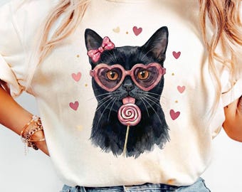 Bombay Valentine Shirt, Heart Glasses Cat with Lollipop, Cat Lover Gift