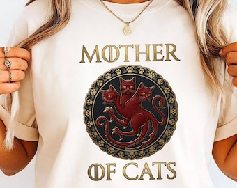 Mother of Cats Gothic Shirt, Medieval Cat Lady Dark Tee, Witchy Cat Mom Gift