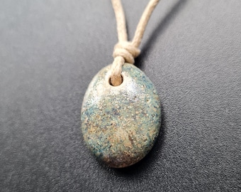 Clay hand formed pendant – Earthy glaze with Cotton Cord