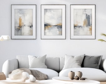 Abstract Wall Art Set | Grey, Earth Tones, Minimalist Scandinavian Decor (Digital Download)
