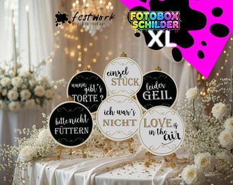 Set de accesorios para fotomatón XL LOVE – 4 carteles de doble cara (8 frases) de 25 cm – Accesorios para fotomatón de boda Love in the Air Austria