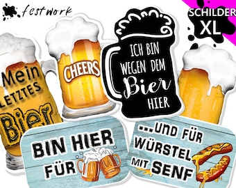 Photo Booth Props XL Beer Set – 6 Sayings, 3 Double-Sided Party Signs – Photo Booth Props for Weddings, Stag Parties, and Birthdays – Designed in Austria