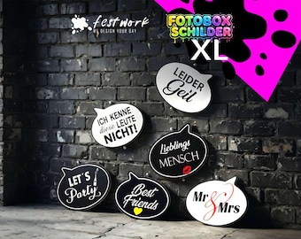 Photo Booth Props Wedding XL Set – 3 Double-Sided Wedding Party Signs – Designed in Austria