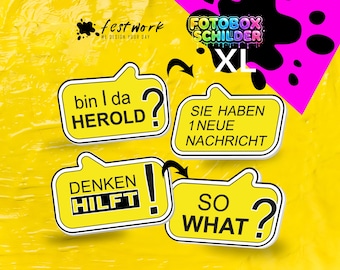 XL Photo Booth Props Set "Am I the Herald?" - Double-Sided - Photo Booth Signs, Funny Wedding & Party Props - Designed in Austria