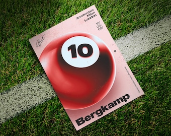 8 balles Dennis Bergkamp | Art mural football original | Imprimé Légende Arsenal