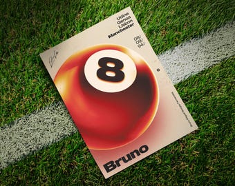 Bruno Fernandes 8 Ball | Original Football Wall Art | Manchester United Print