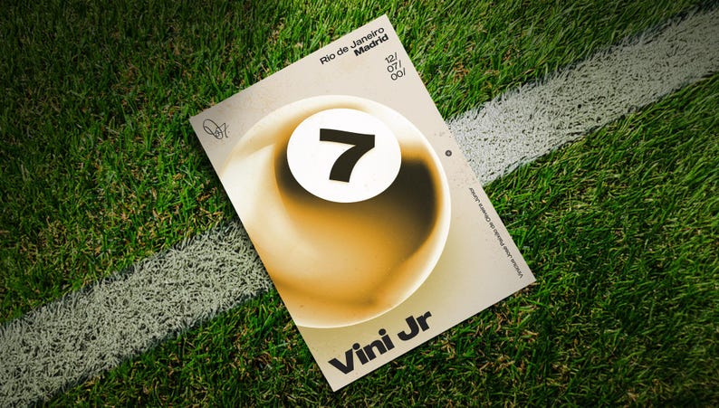Vinícius Júnior 8 Ball | Original Football Wall Art | Real Madrid + Brazil Print image 1