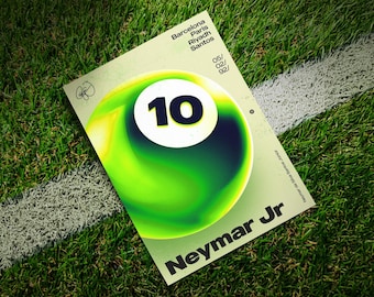 Neymar Jr 8-ball | Originele voetbalkunst aan de muur | Brazilië + Santos-print