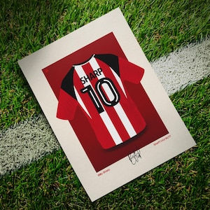Sharp Sheffield United Hemd | Original Fußball Wand Kunst | Billy Sharp Legend Poster Druck
