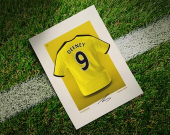 Camiseta de Deeney Watford / Arte mural de fútbol original / Impresión de póster de la leyenda de Troy Deeney