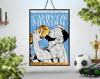 Lionel Messi Poster Print | 2022 World Cup Champion Football Wall Art | Original 'Magazine' Design