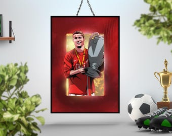 Cristiano Ronaldo Poster Print | Manchester United Champions League Football Wall Art | Original 'Glass' Design