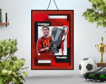 Cristiano Ronaldo Poster Print | Manchester United Champions League Football Wall Art | Original 'Mosaic' Design
