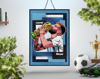 Lionel Messi Poster Print | 2022 World Cup Champion Football Wall Art | Original 'Mosaic' Design