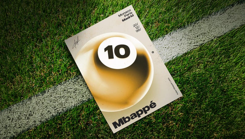 Kylian Mbappé 8 Ball | Original Football Wall Art | Real Madrid Print image 1