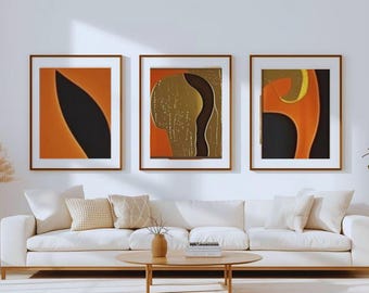 Arte mural abstracto: tonos tierra cálidos, estilo bohemio moderno (descarga digital)