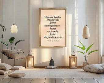 Impresión artística con cita inspiradora: Afirmación de fe (descarga digital)