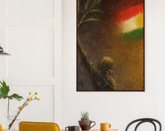 Poster opaco con bandiera del Kurdistan, pronto da appendere