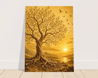 Albero della Vita, Natura del Kurdistan, Decorazione murale botanica culturale, Illustrazione di radici floreali, Regalo per gli amanti della natura