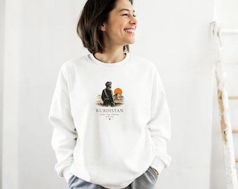 Felpa del Kurdistan, Felpa con cappuccio con bandiera curda e patrimonio culturale, Abbigliamento del Kurdistan, Regalo per i curdi, Felpa girocollo con orgoglio mediorientale, Maglione dalle radici culturali