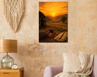 Poster con tramonto curdo da appendere al muro – Stampa su tela di un paesaggio tradizionale curdo