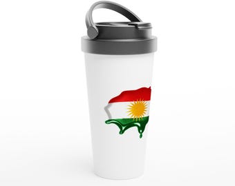 Tazza da viaggio bianca in acciaio inossidabile da 440 ml (15 oz).