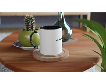 Tazza in ceramica bianca da 325 ml con interno colorato