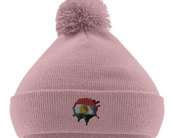 Berretto con bandiera curda – Cappello invernale lavorato a maglia a doppio strato